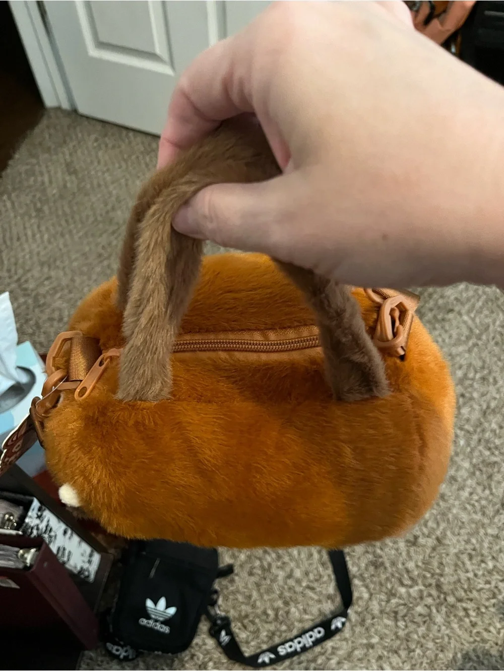 Plush Monkey Crossbody Bag in Brown for Kids